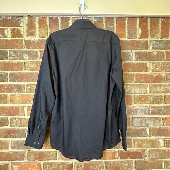 Croft & Barrow Men's Black Broadcloth Slim Fit Button Up Shirt‎ 16.5" Neck 34/35 - Picture 4 of 9